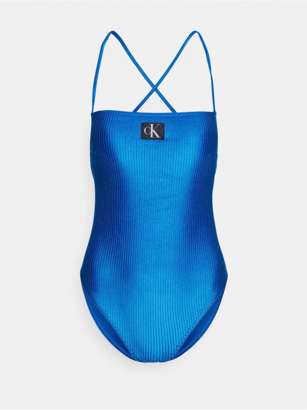 NEW NEVER WEAR Calvin Klein Blue Ribbed Girls One-Piece Swimsuit